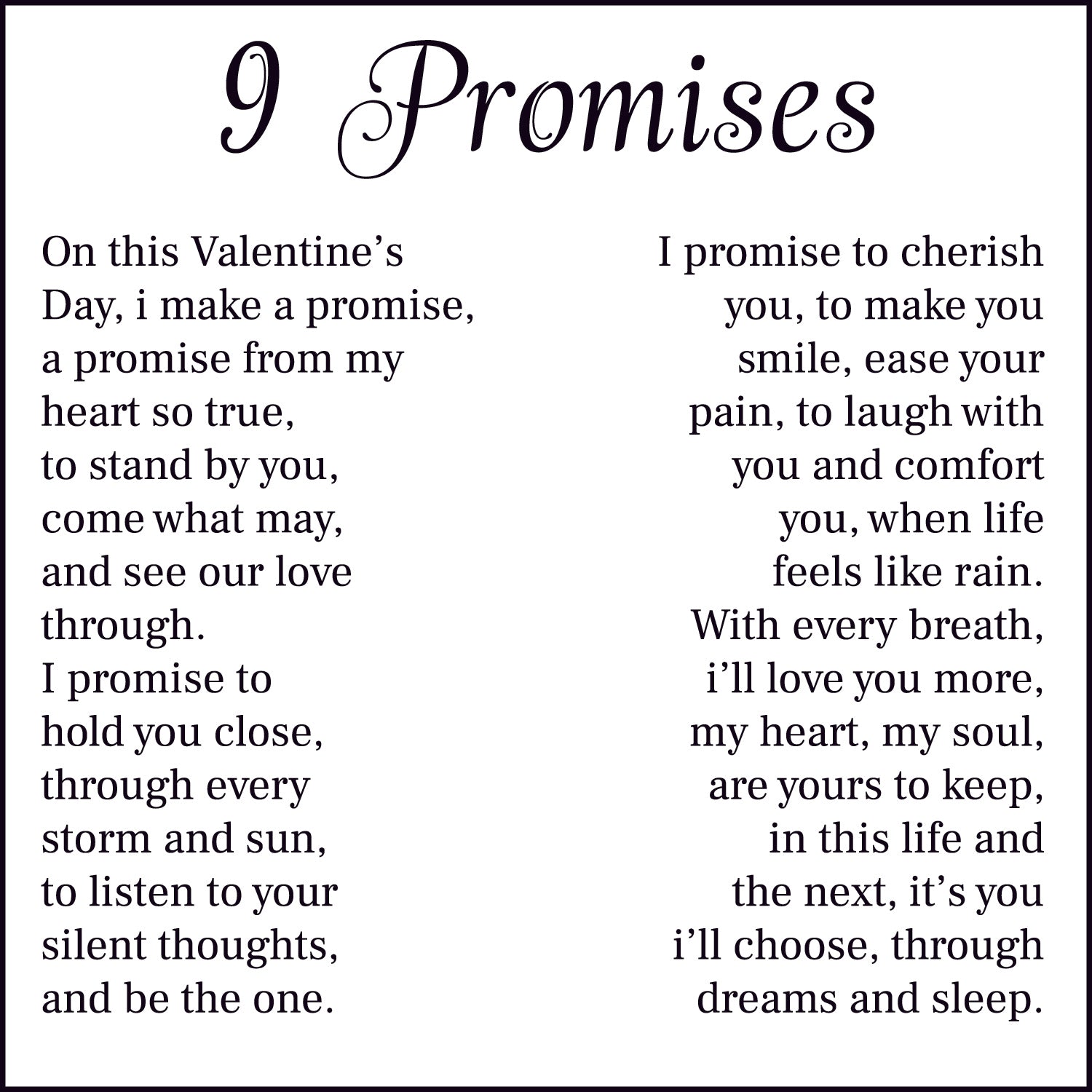 9 Promises Card With Necklace For Women