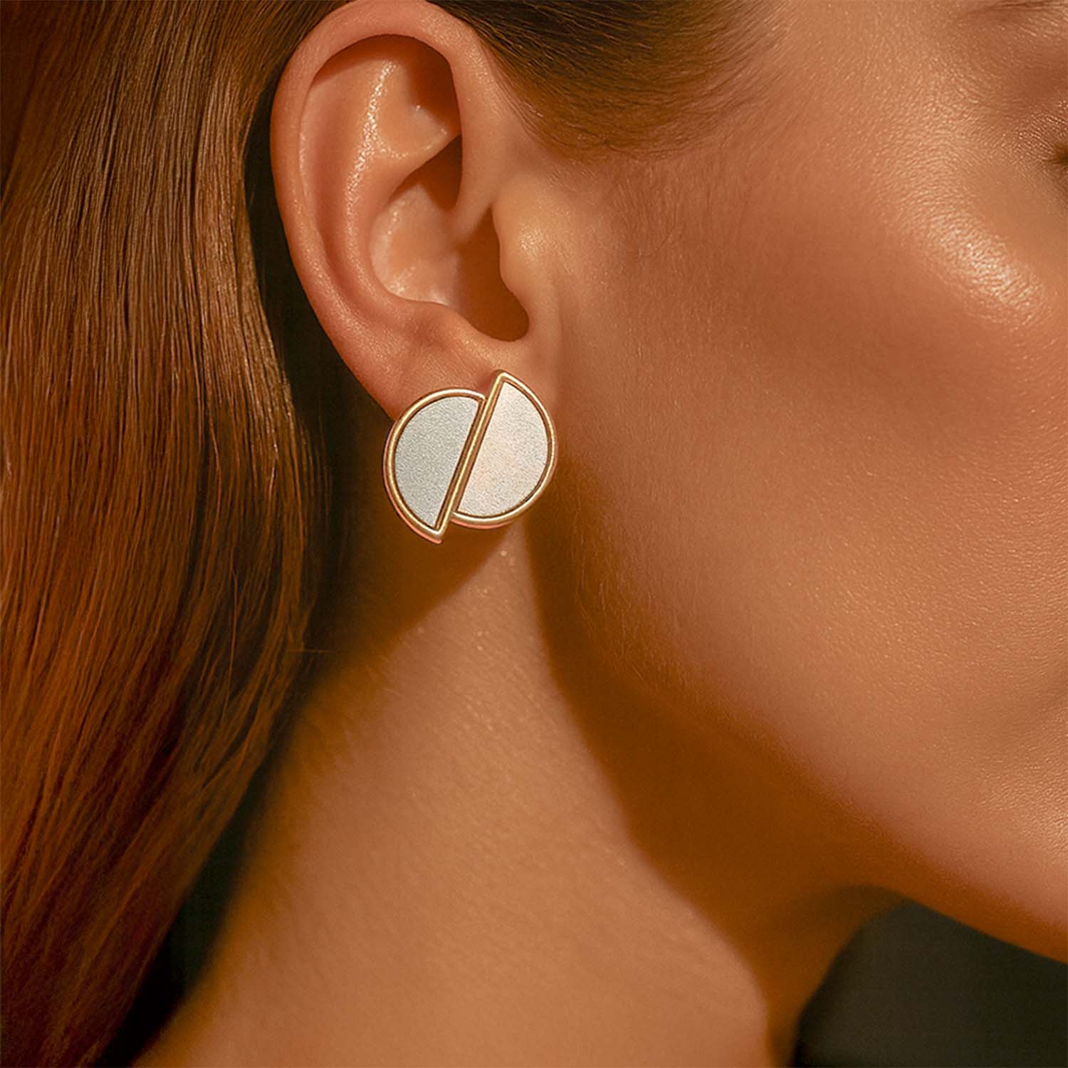 Amara Gold Half-Moon Stud Earrings