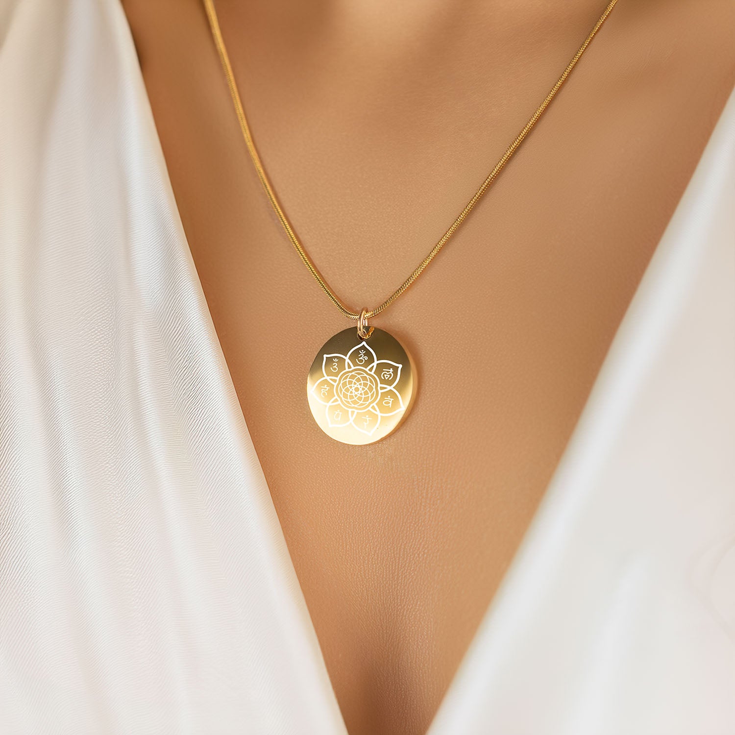 Balance 7 Chakra Circle  Necklace Gold