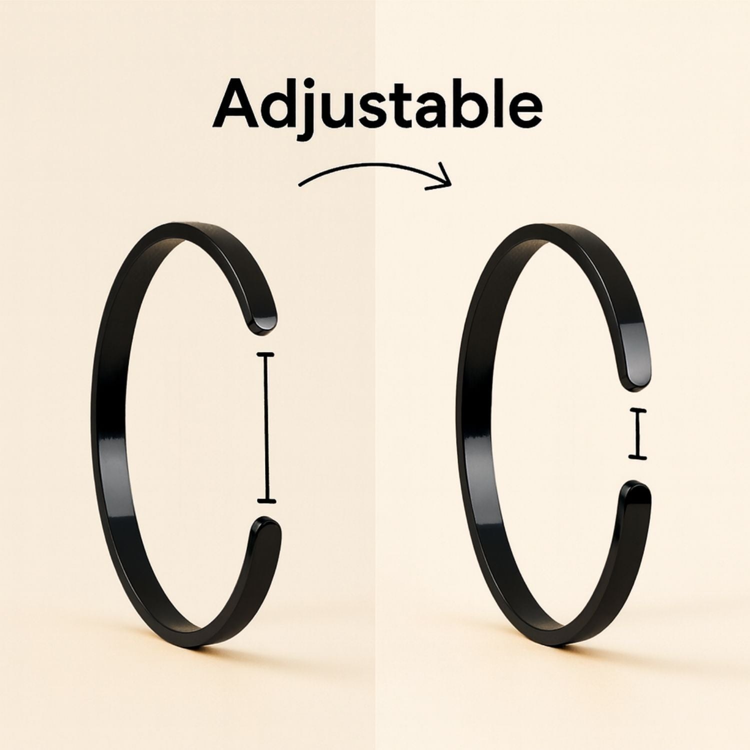 Sai Baba Gloss Cuff Adjustable Bracelet Black