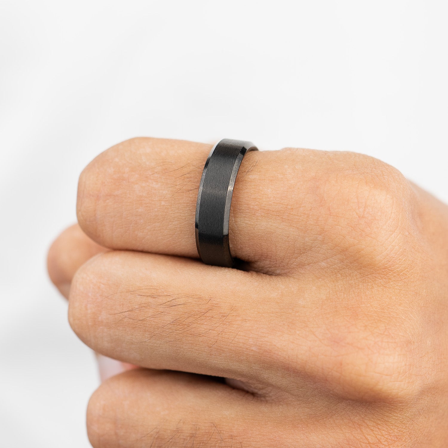 Black Beveled Ring