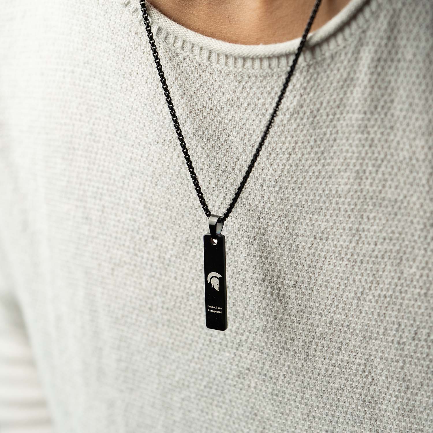 Black Retro Combat Mini Bar Necklace