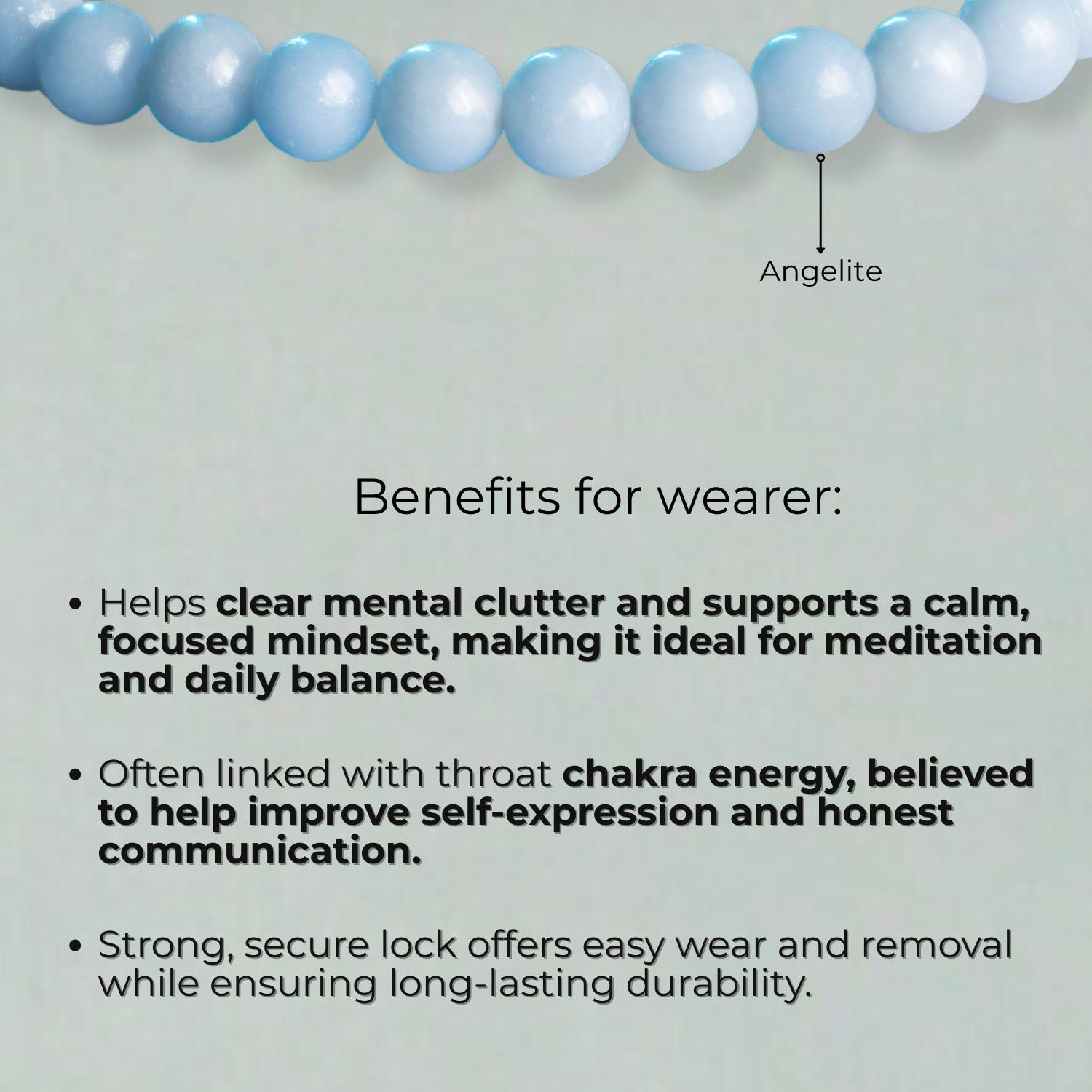 Calming Angelite Natural Stone Bracelet with MagSnap
