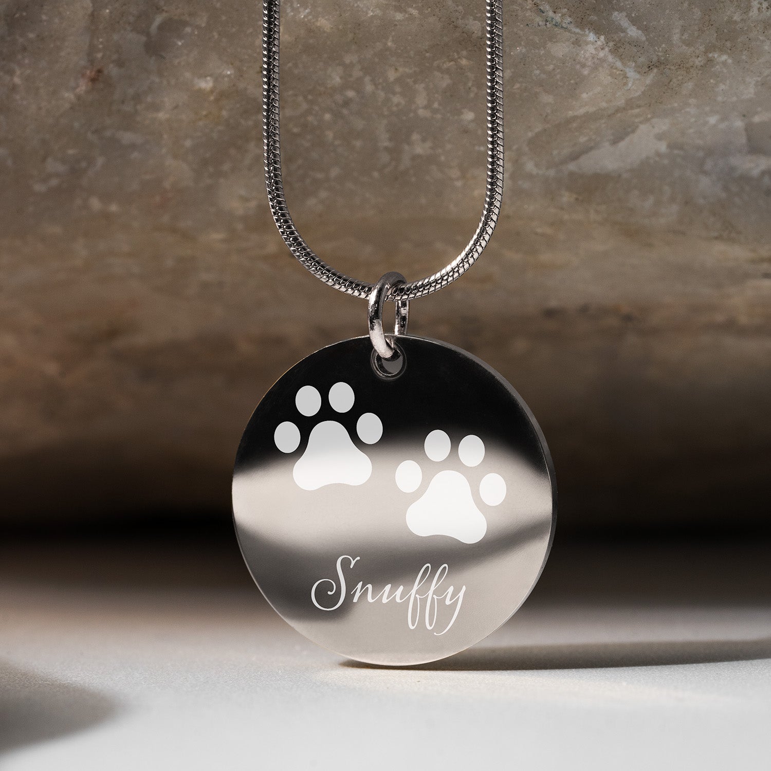 Cat Paw Circle Necklace Silver