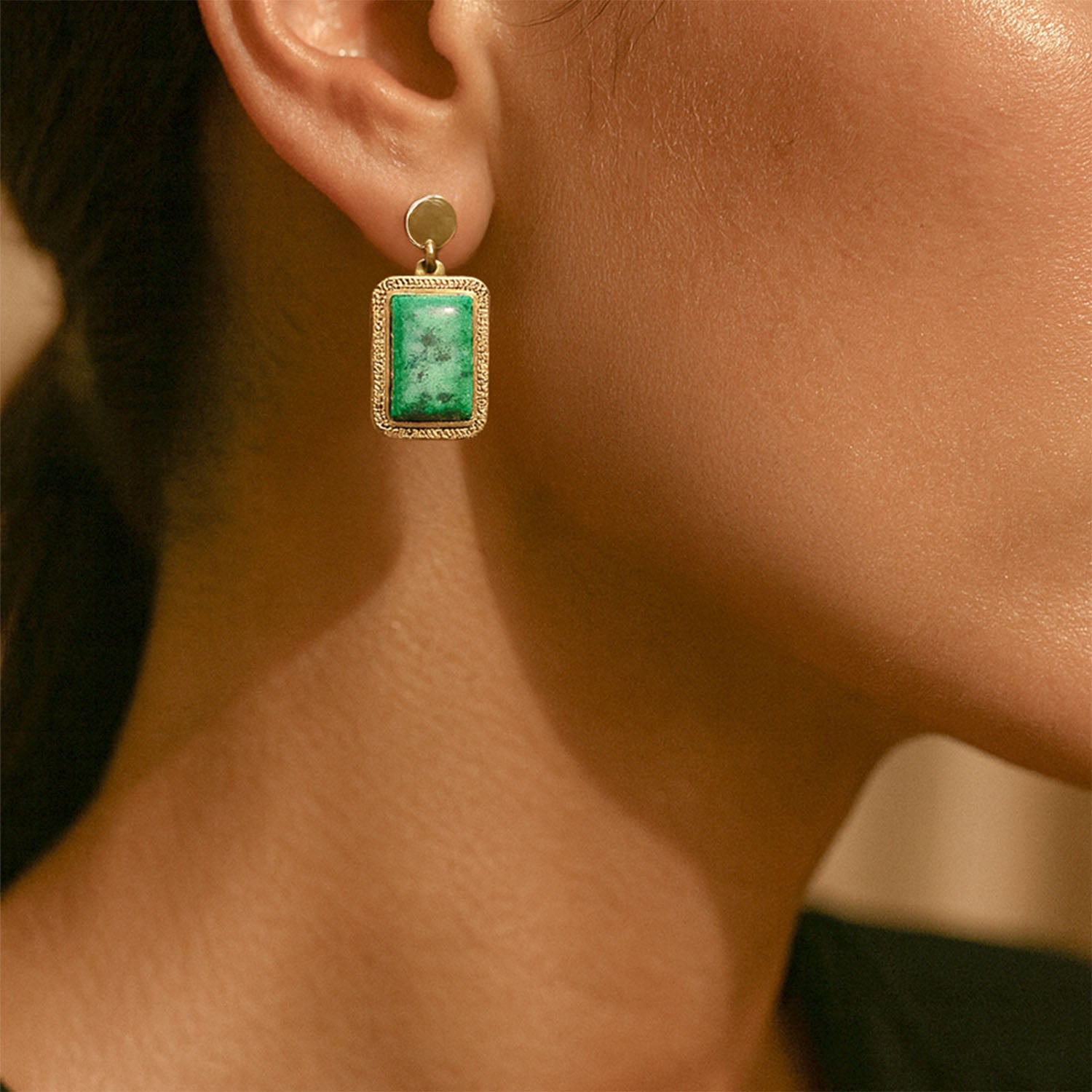 Esmere Emerald Stone Drop Earrings
