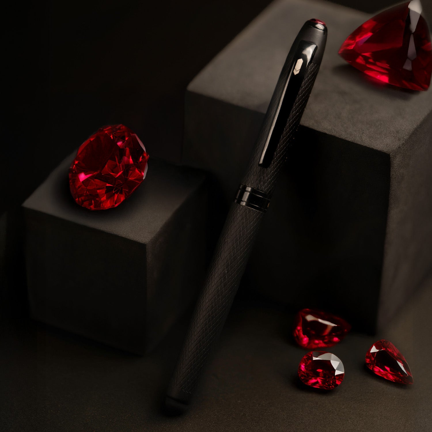 Matte Black Finish Garnet 2 in 1 MagSnap Roller Ball Pen with Stylus Personalised
