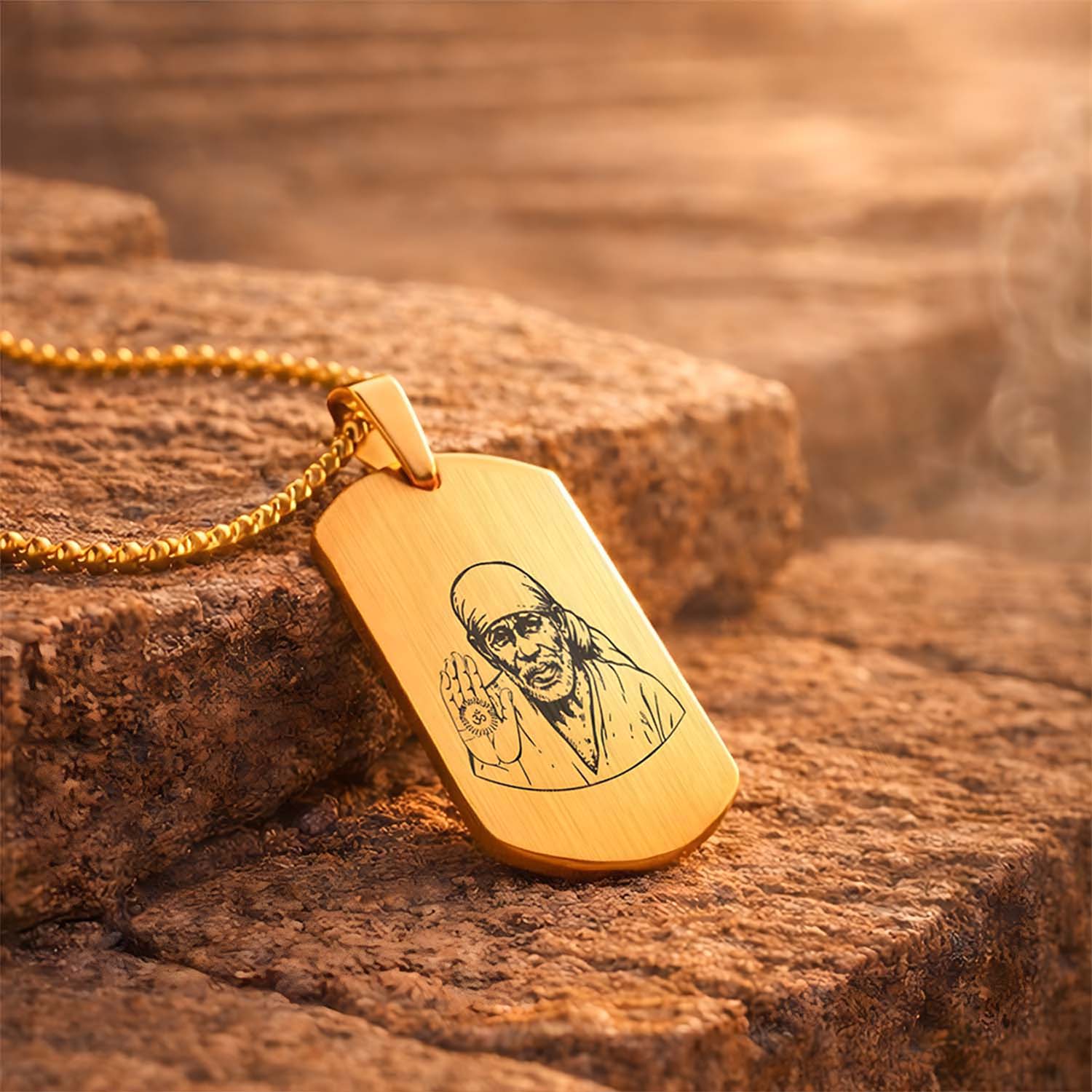 Sai Baba Tag Necklace Gold