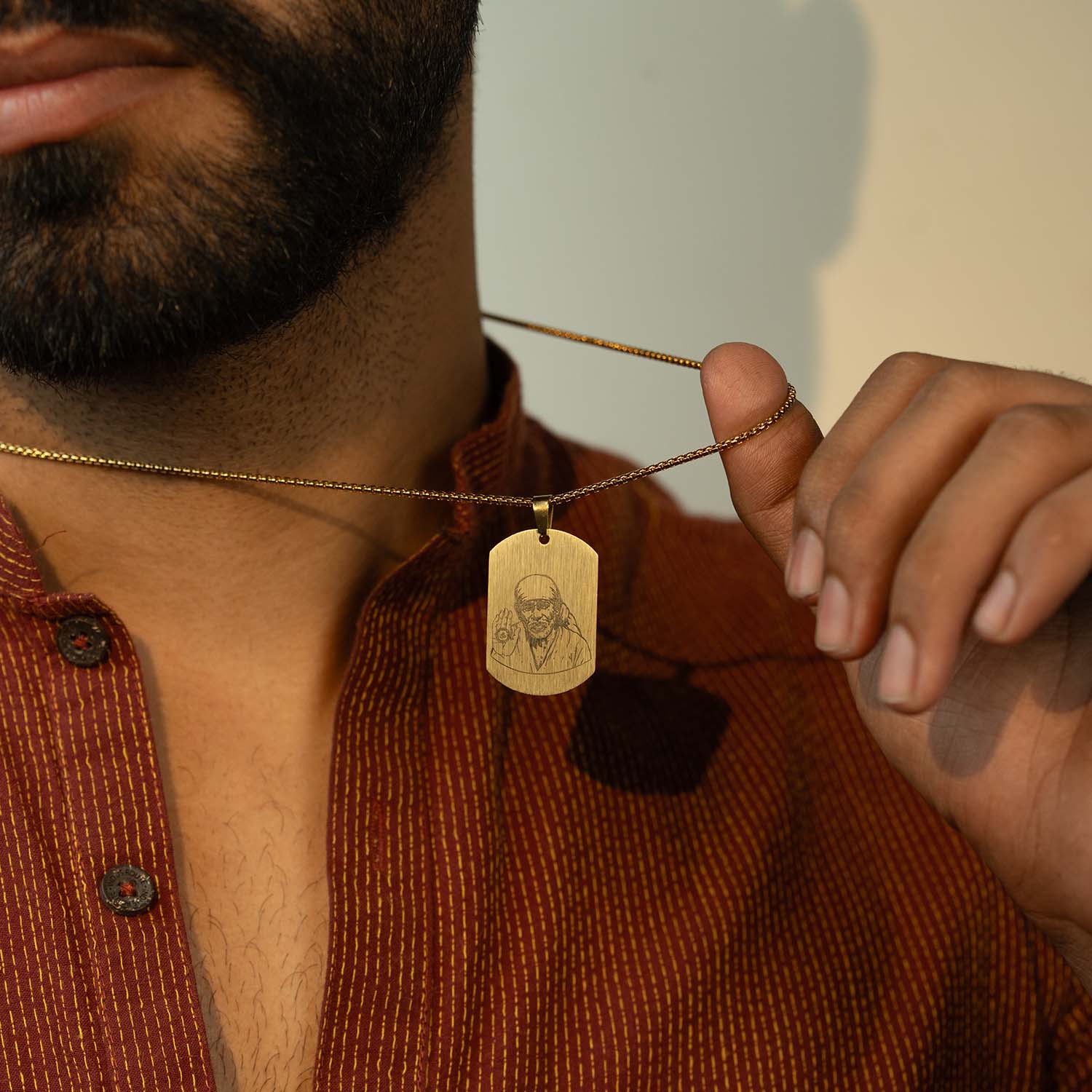 Sai Baba Tag Necklace Gold