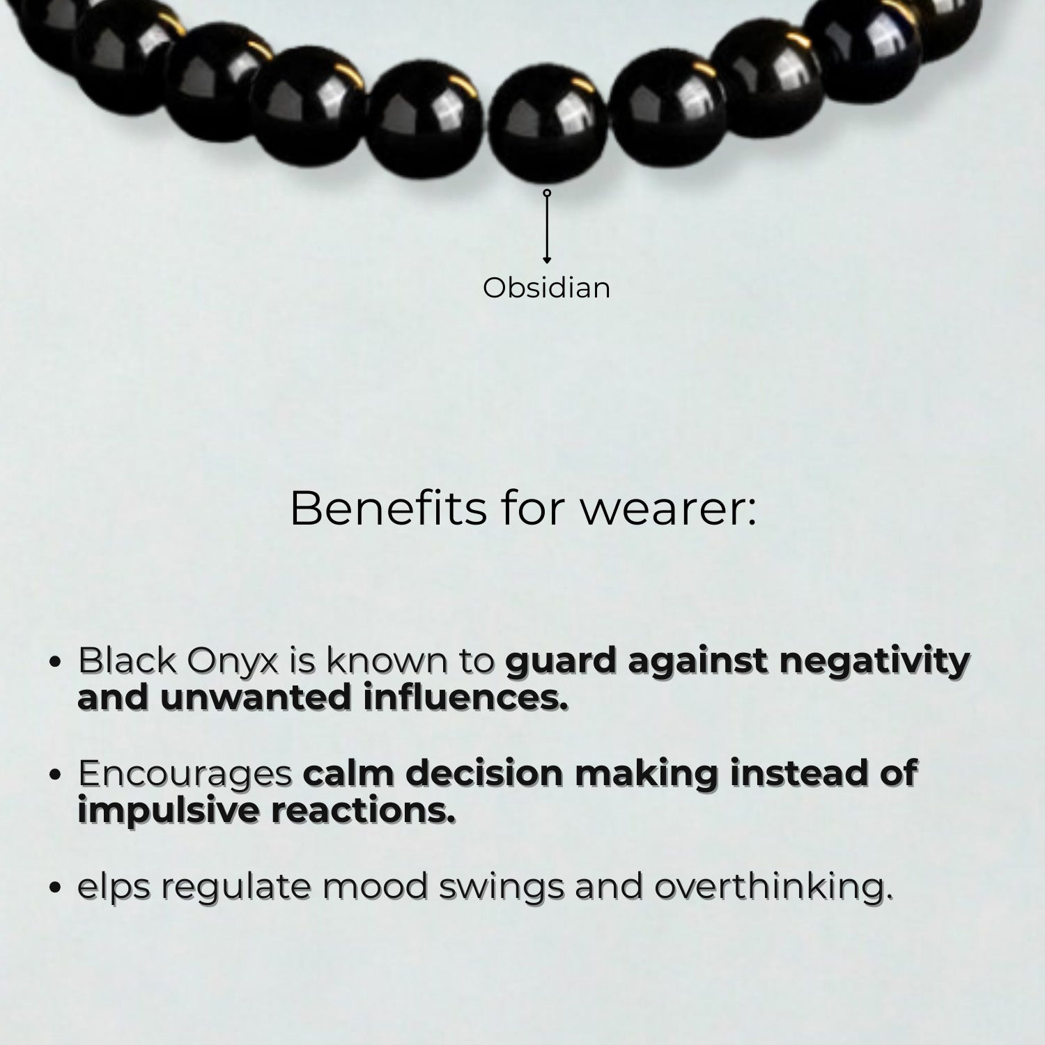 Grounding Black Obsidian Natural Stone Elastic Bracelet