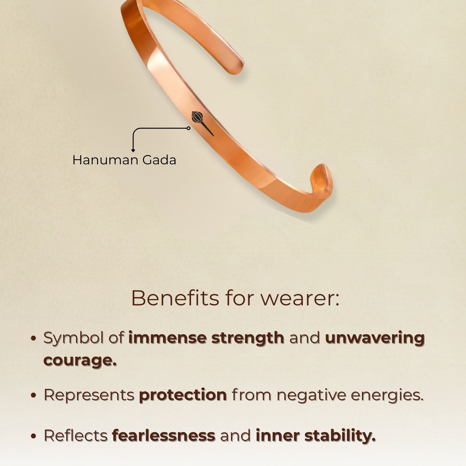 Hanuman Gada Gloss Cuff Adjustable Bracelet Rose Gold