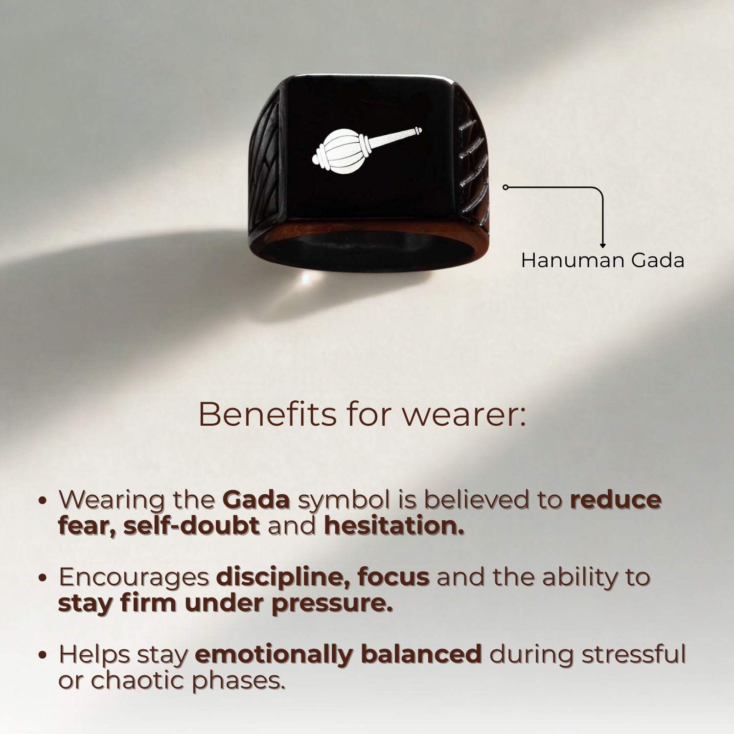 Spiritual Black Hercules Ring Hanuman Gada