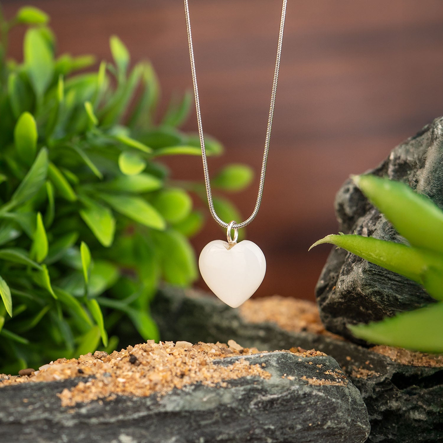 HeartShaped Moonstone Natural Stone Necklace