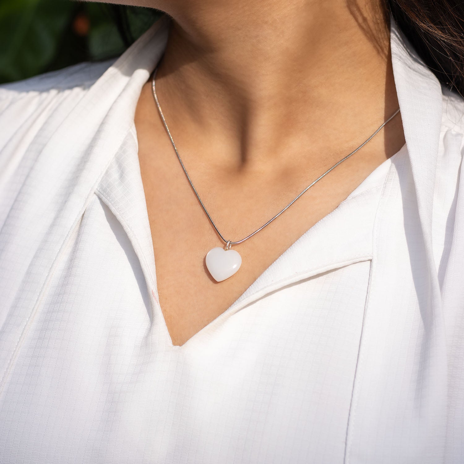 HeartShaped Moonstone Natural Stone Necklace