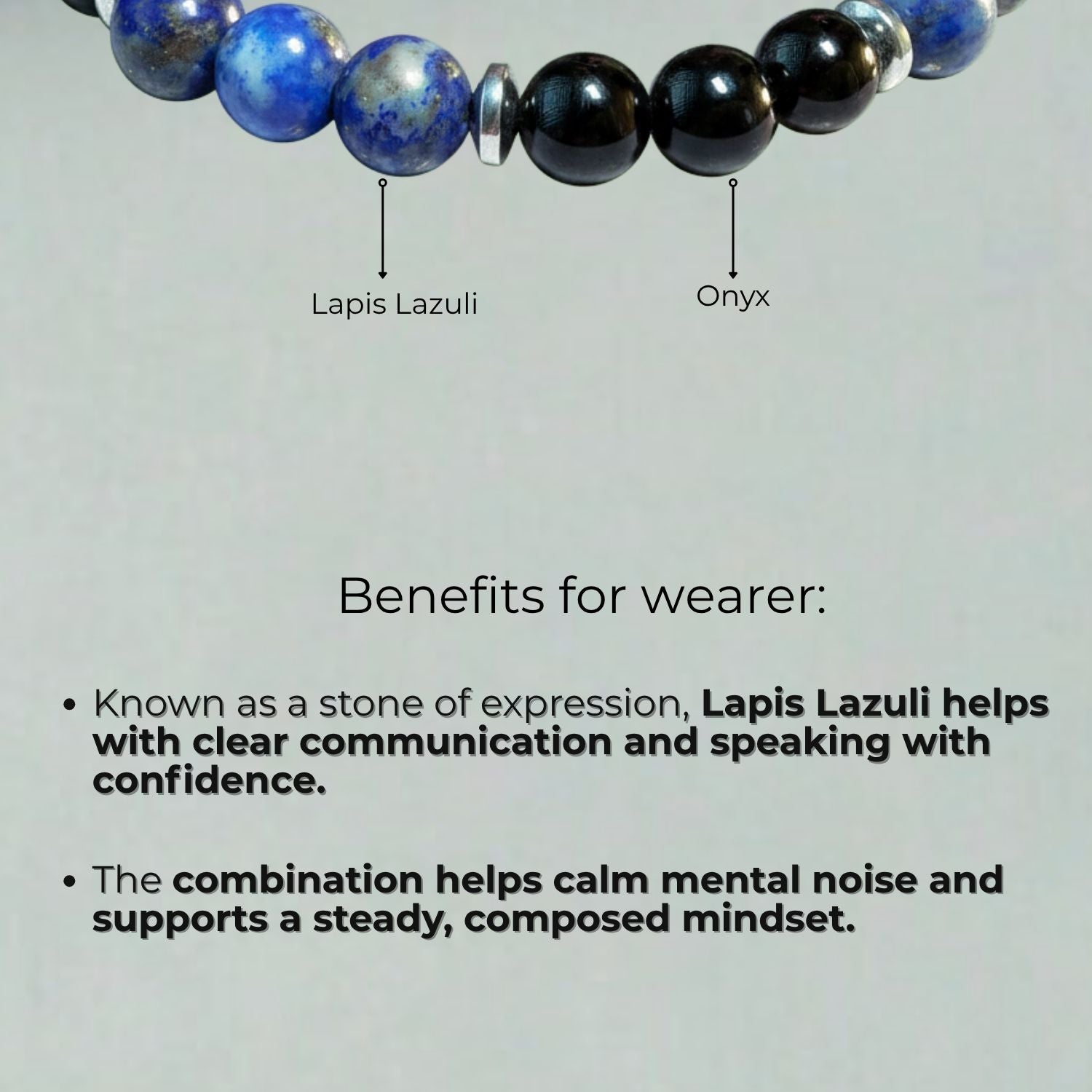 Knowledge Gloss Onyx And Lapis Lazuli Natural Stone Elastic Bracelet 