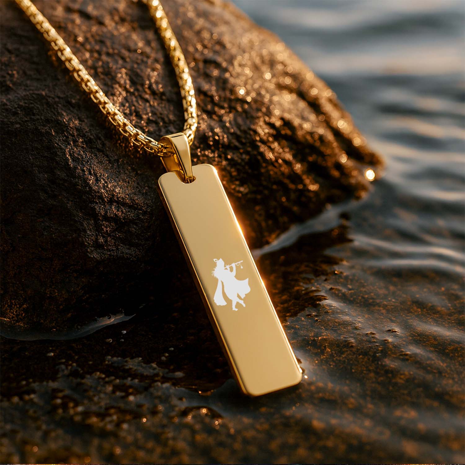 Krishna Mini Tag Necklace Gold