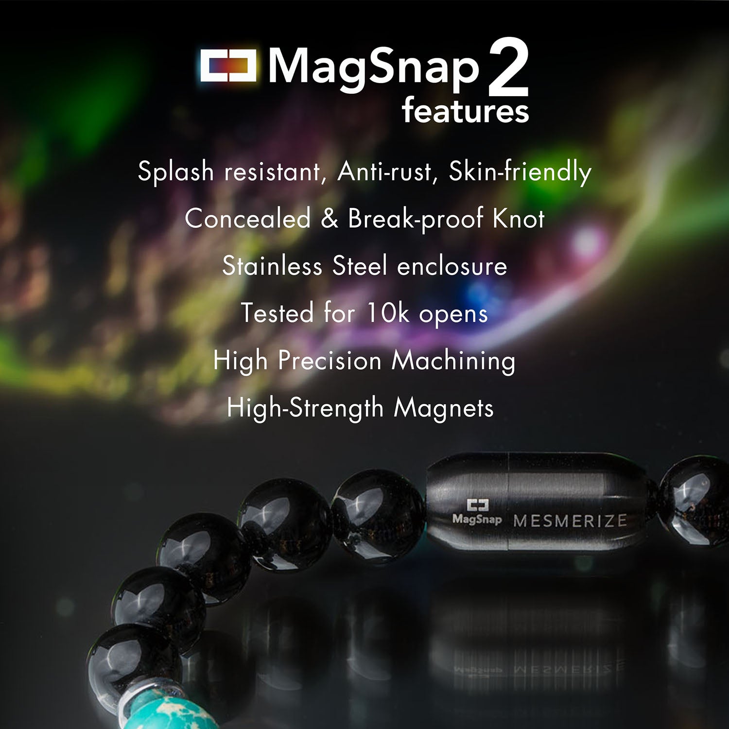Non Personalised Chakras Natural Stone Couple Bracelets with Magsnap 2