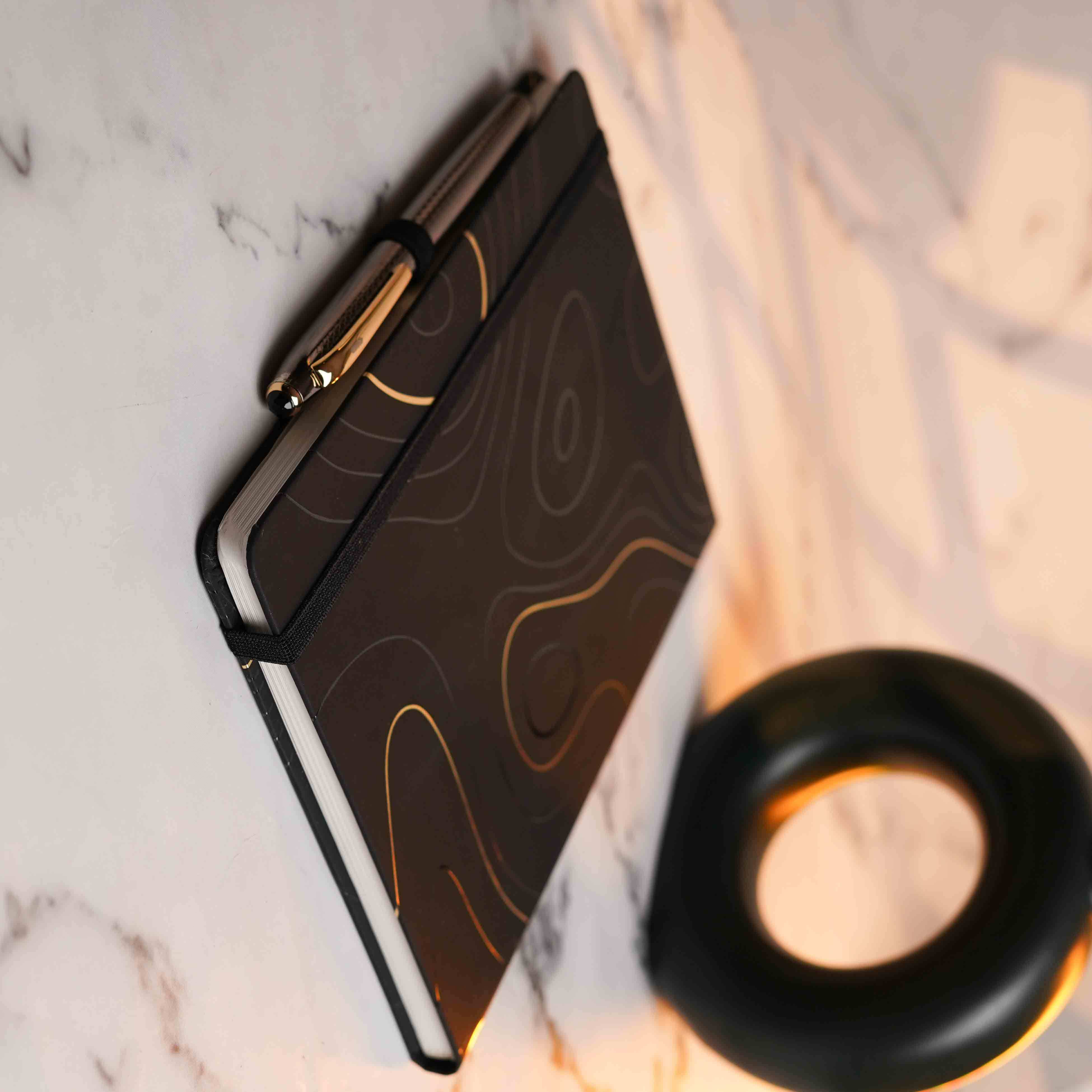 Matte Black Notebook with Obsidian 2 in 1 MagSnap Roller Ball Pen with Stylus None