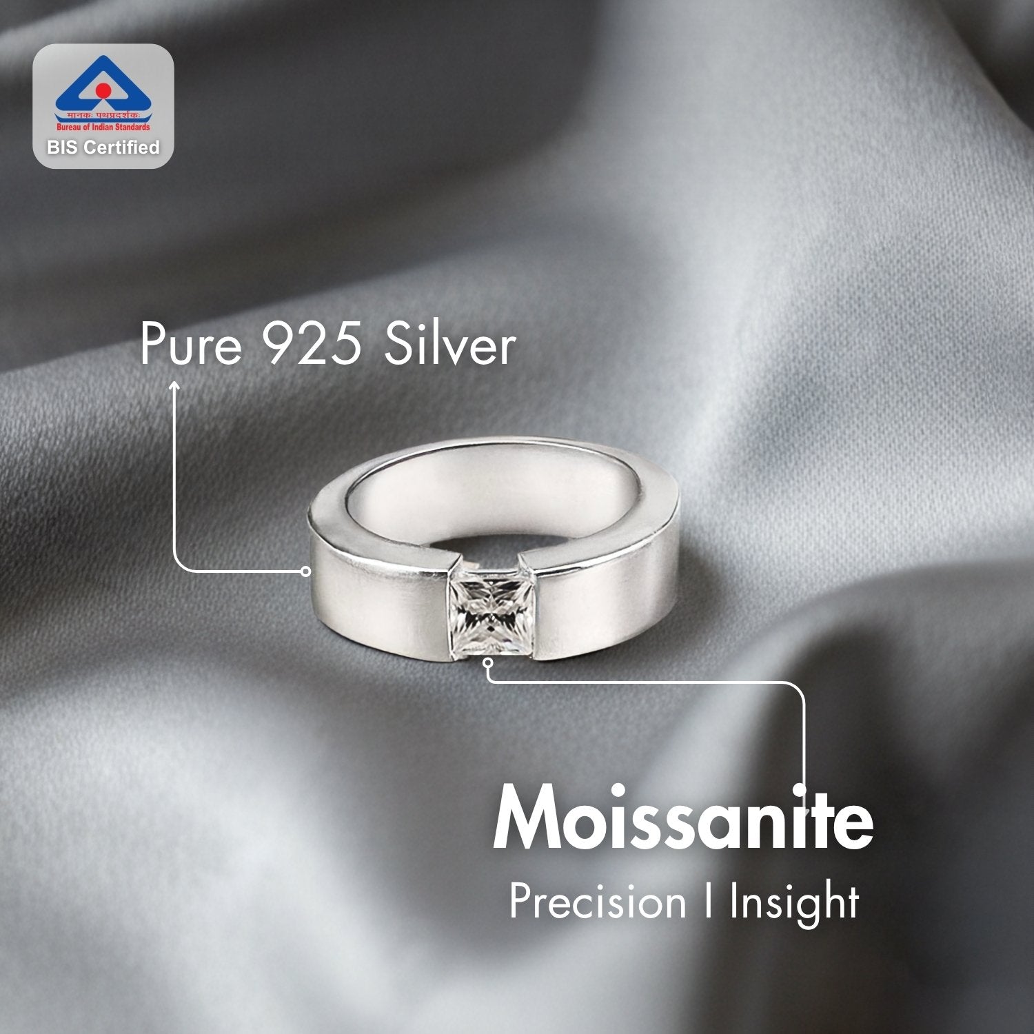 925 Sterling Silver Ring With Natural Moissanite Gem Stone