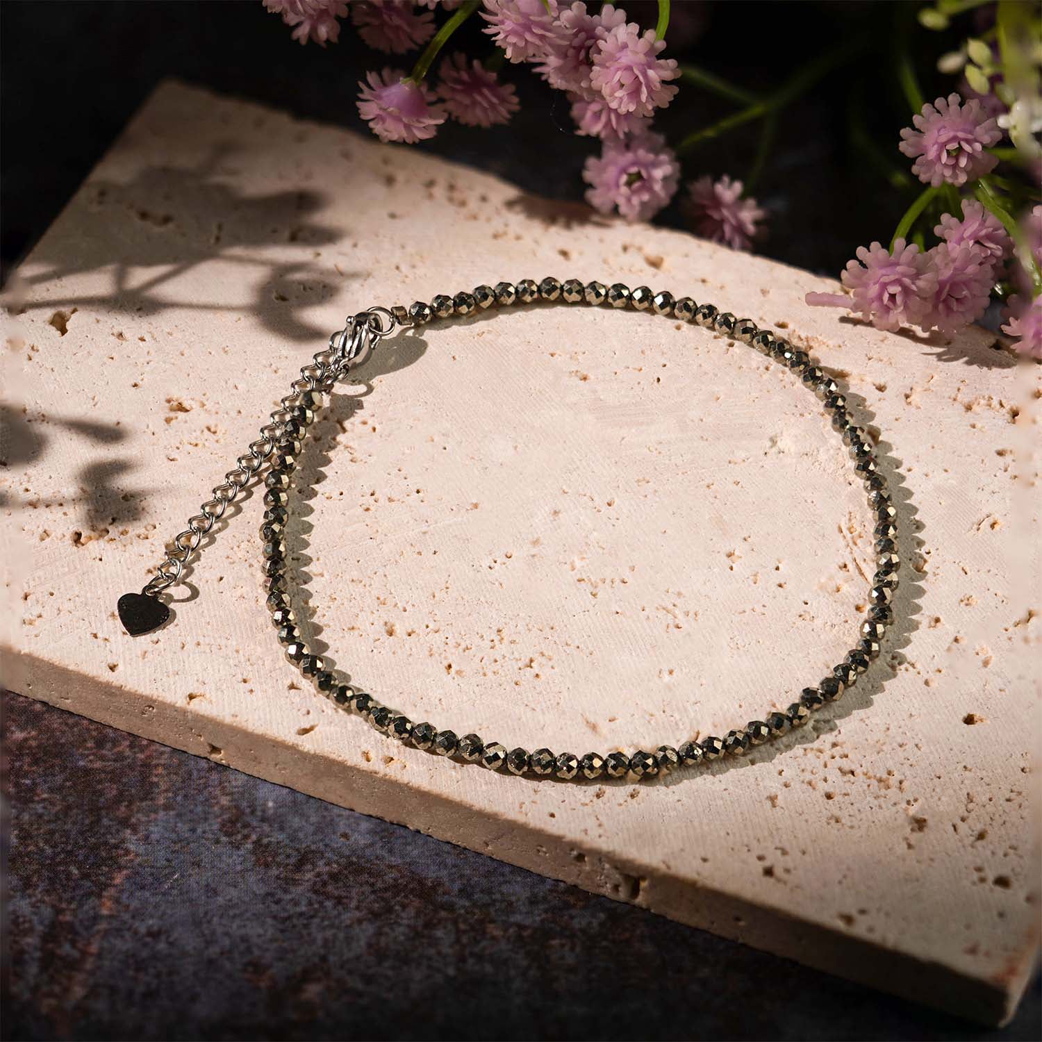 Money Magnet Pyrite Adjustable Anklet