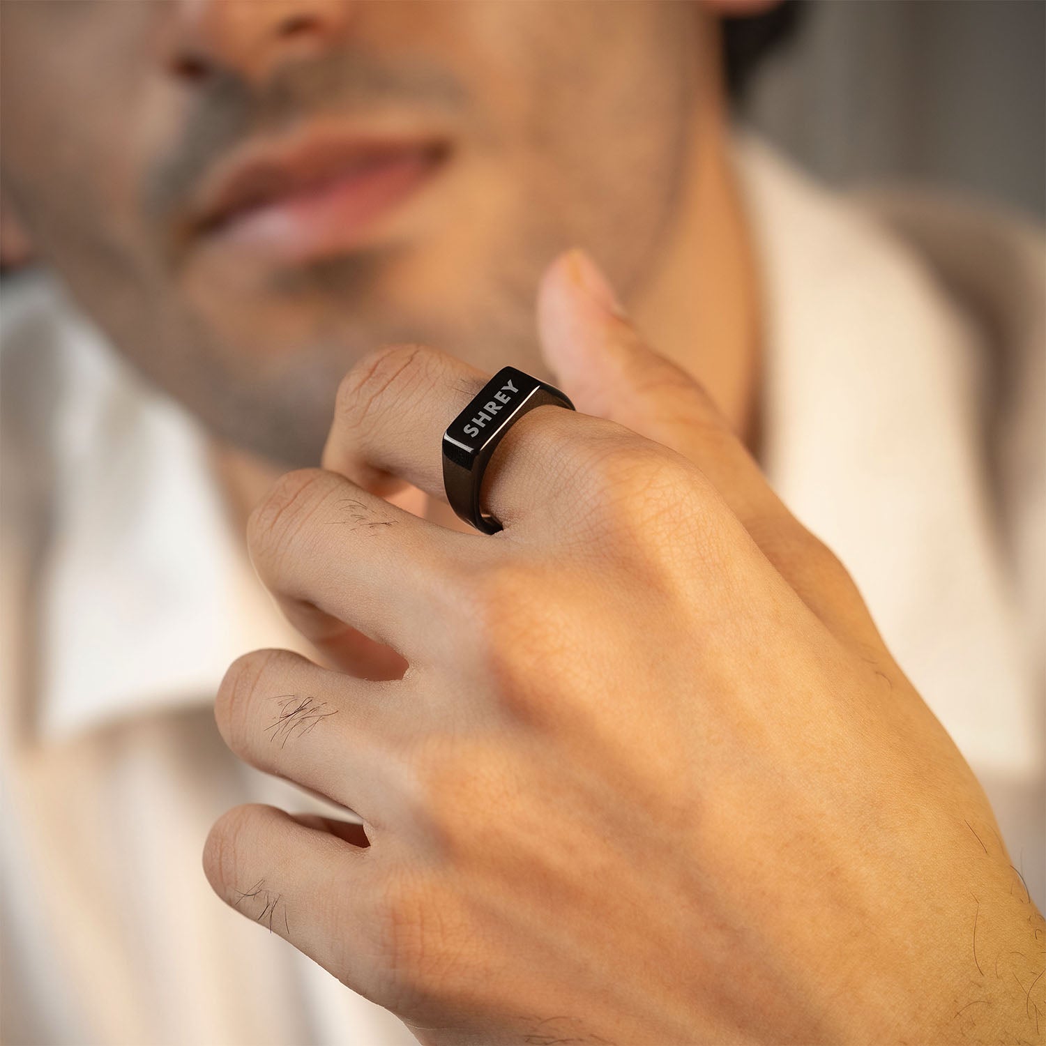 Personalised Black Noir Band Ring