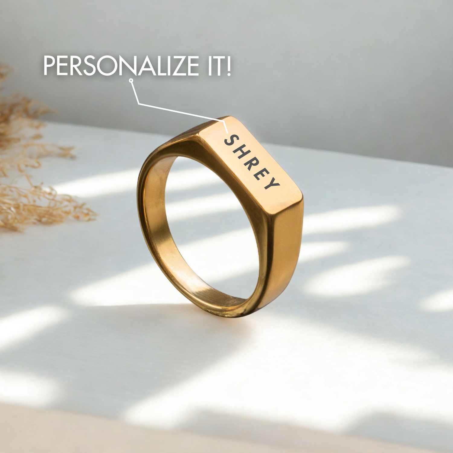 Personalised Gold Noir Band Ring