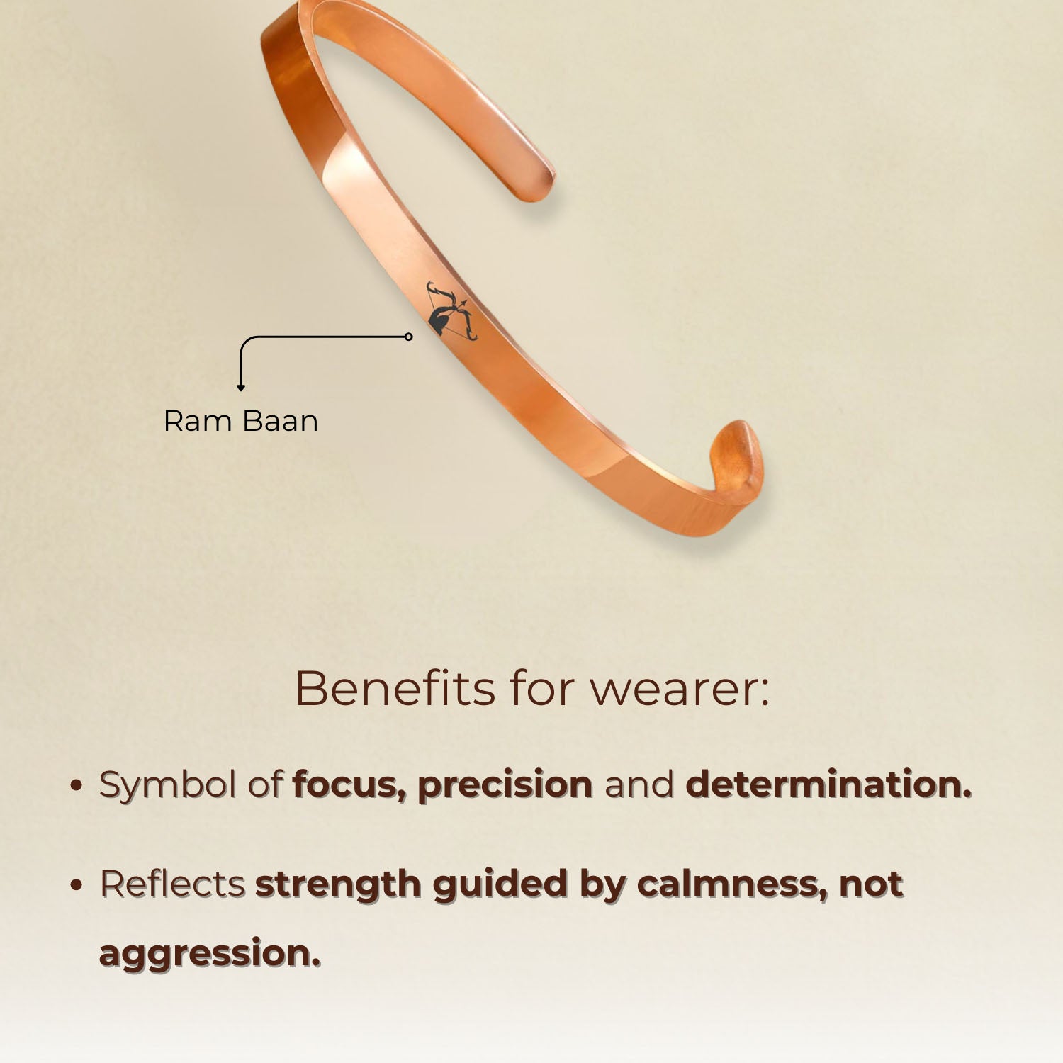 Ram Baan Gloss Cuff Adjustable Bracelet Rose Gold