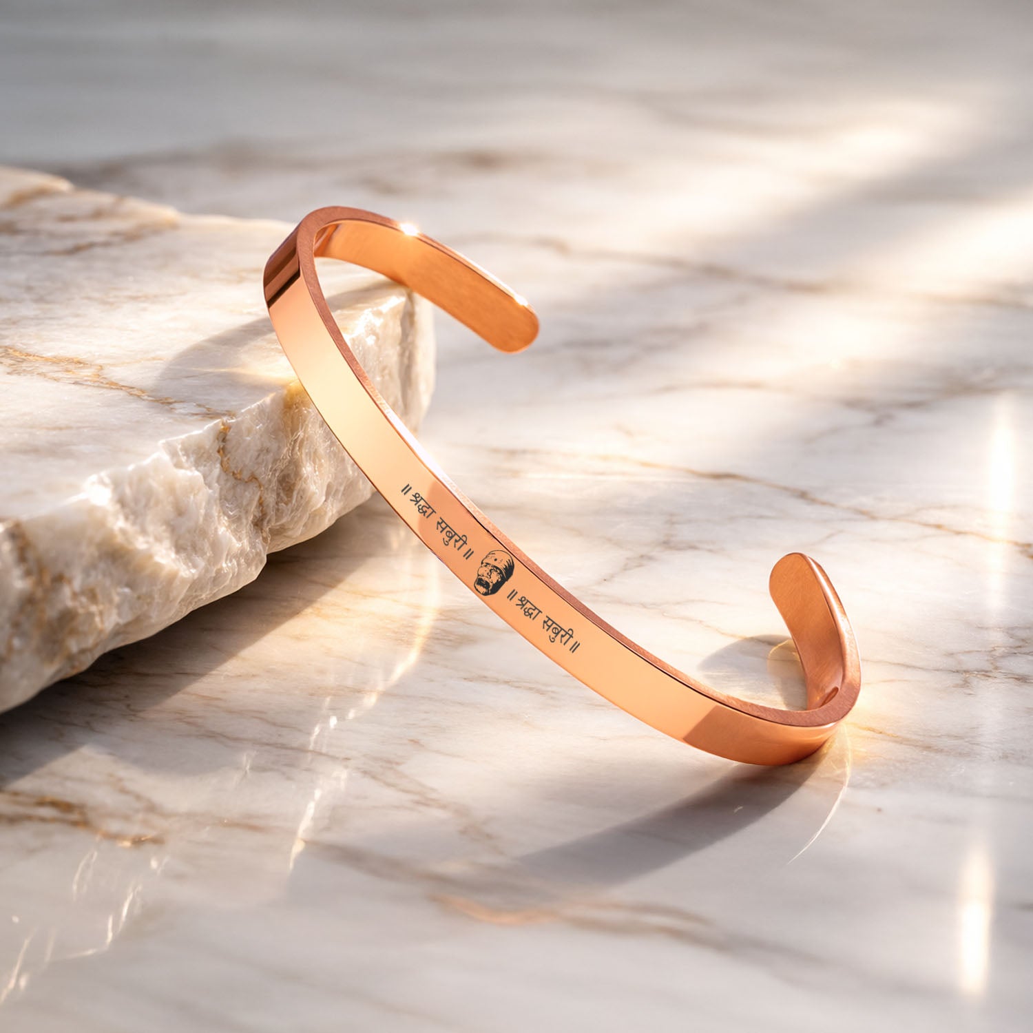 Sai Baba Gloss Cuff Adjustable Bracelet Rose Gold