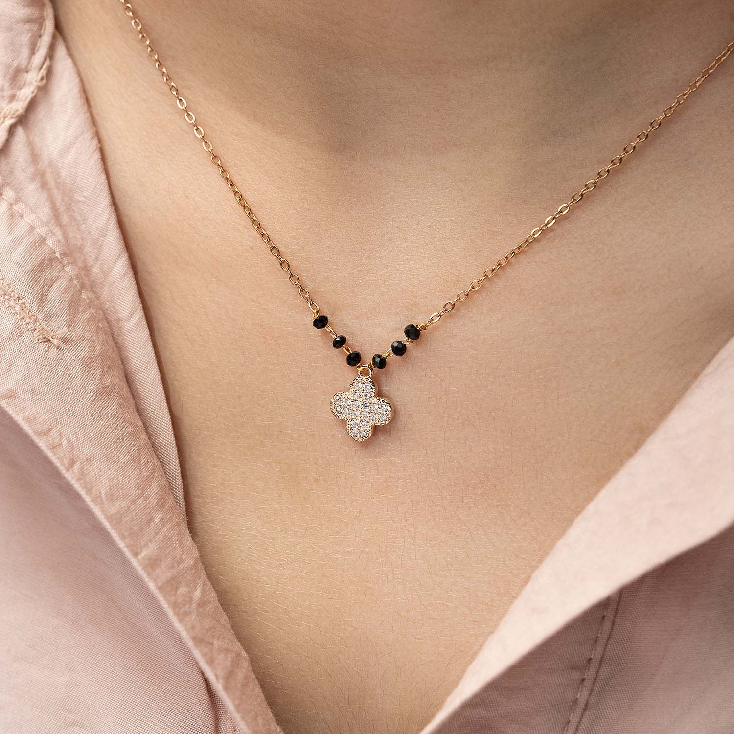 Rose Gold Diamond Clover Mangalsutra