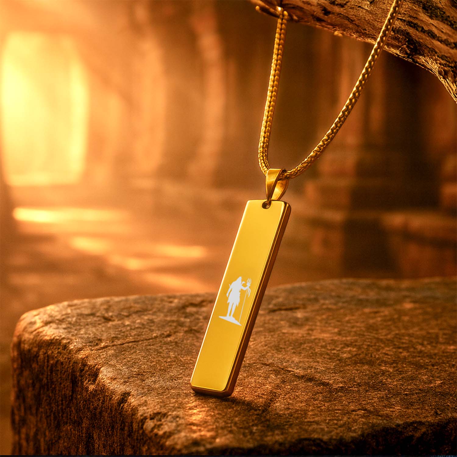 Shiv Mini Tag Necklace Gold