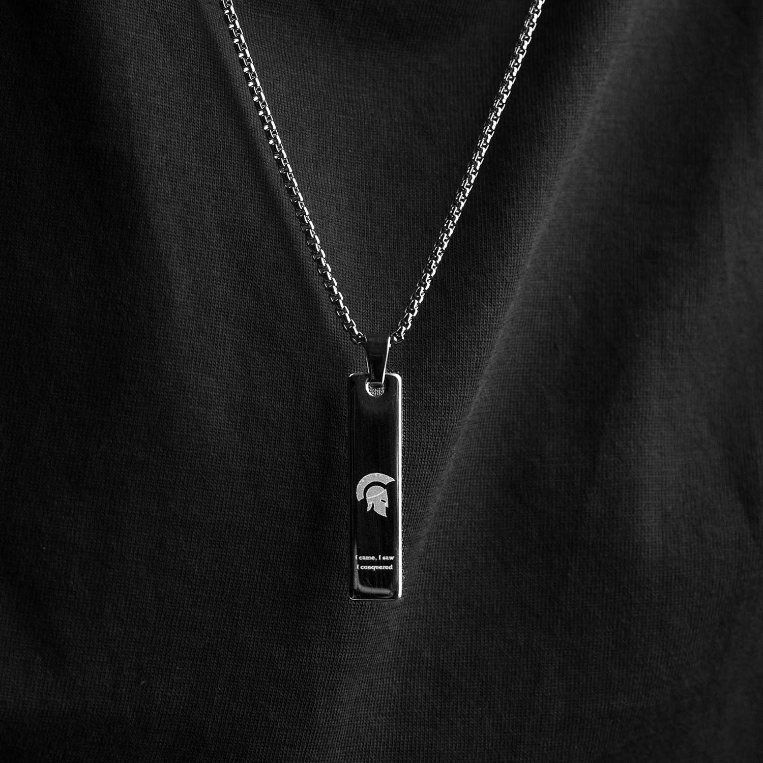 Silver Retro Combat Mini Bar Necklace