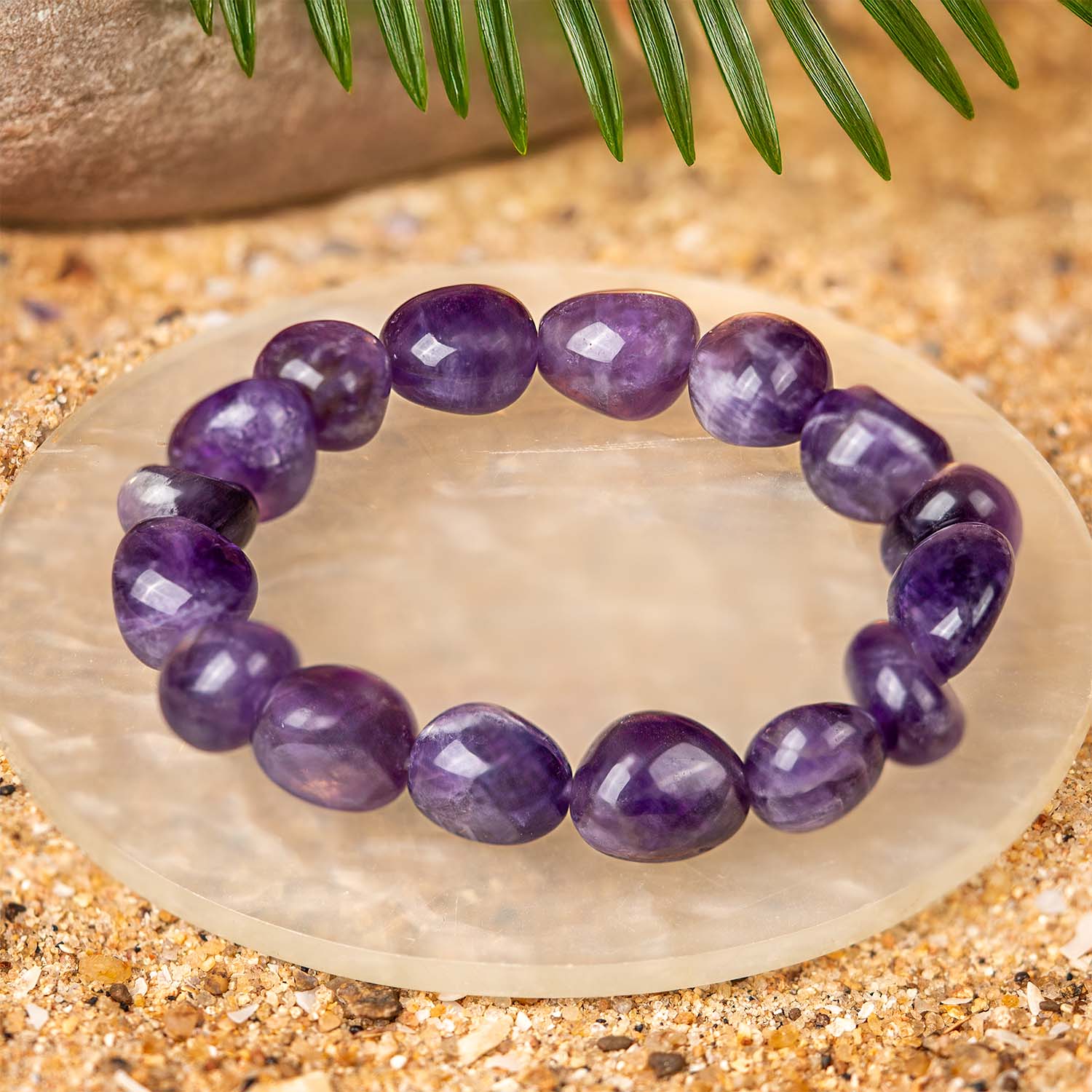 Amethyst Tumble Natural Stone Elastic Bracelet