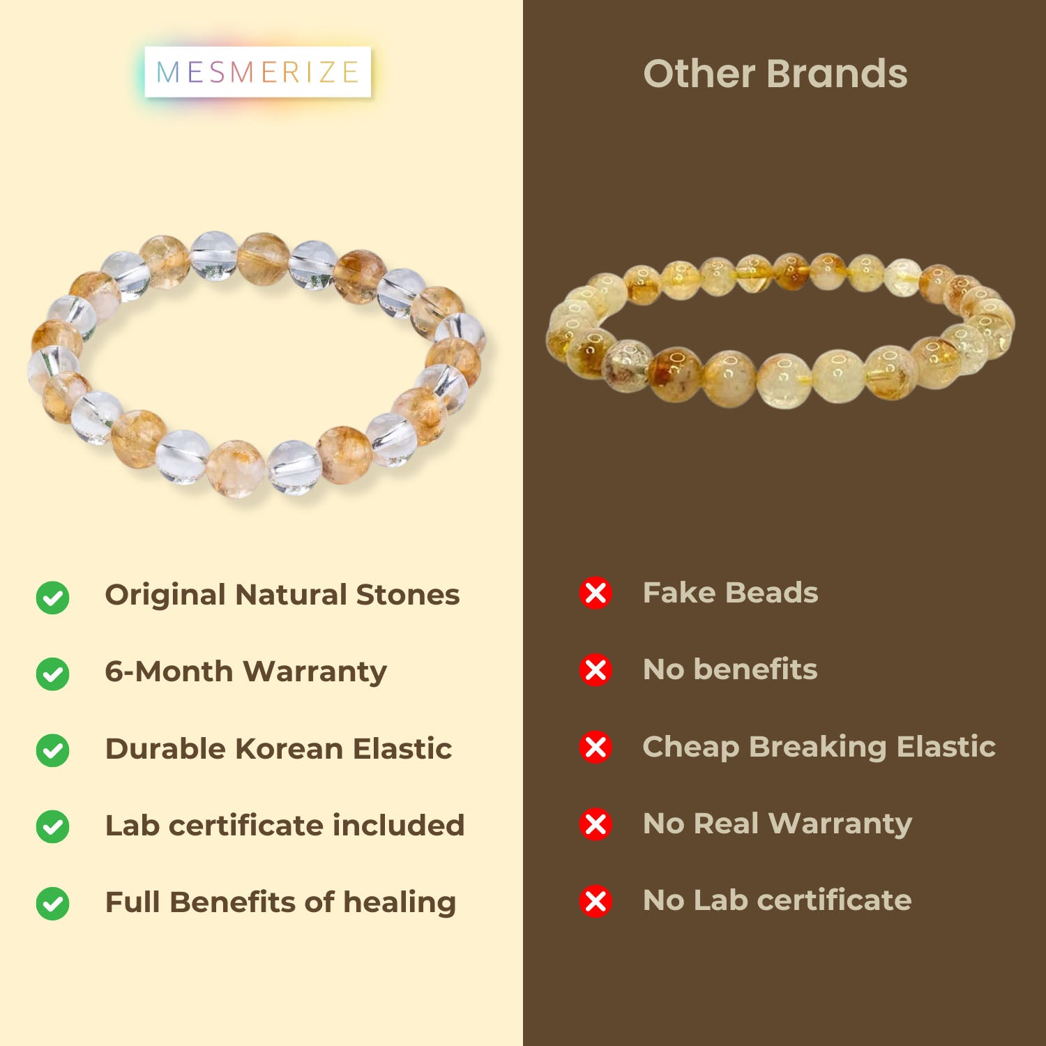 Natural Stone Jewellery Bracelet Citrine Elastic