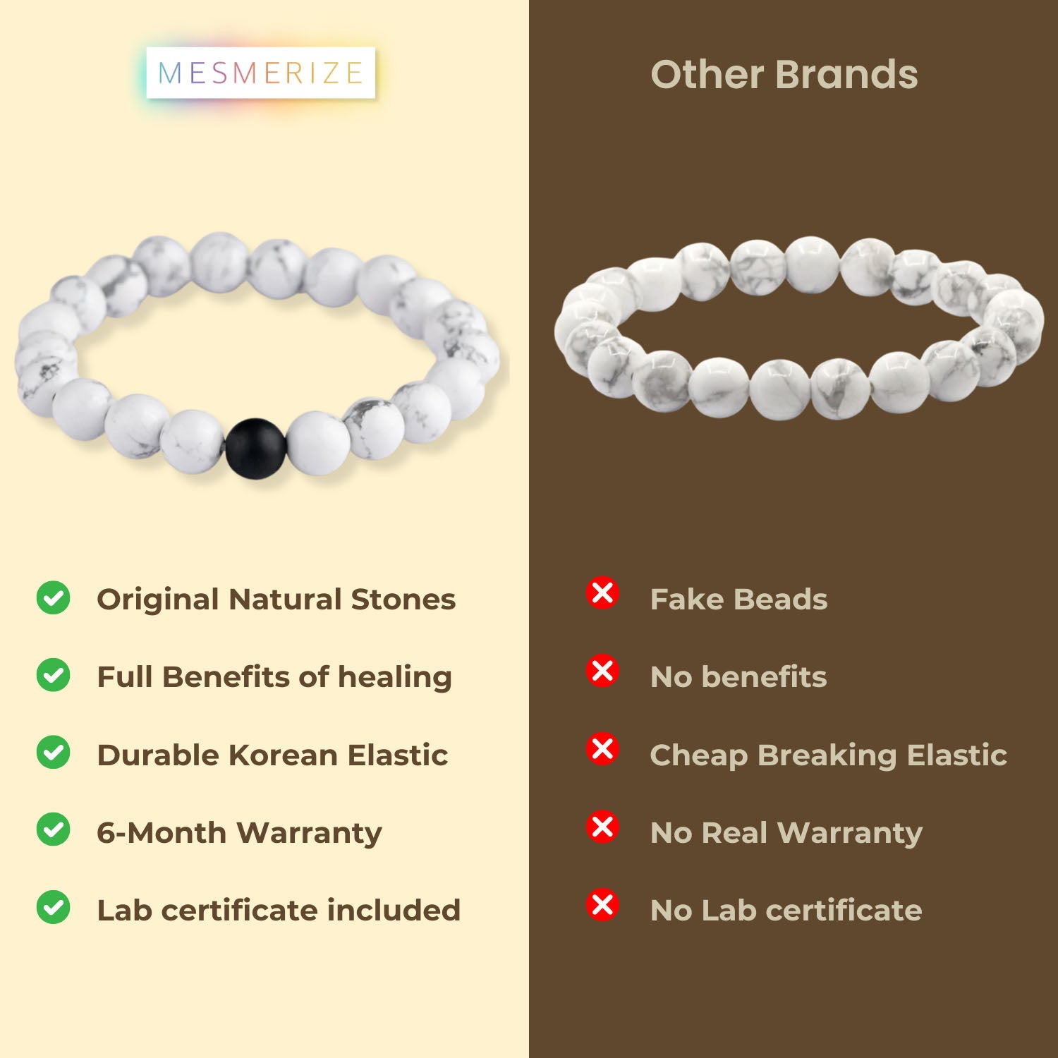 Natural Stone Jewellery Poise Howlite and Black Onyx Bracelet