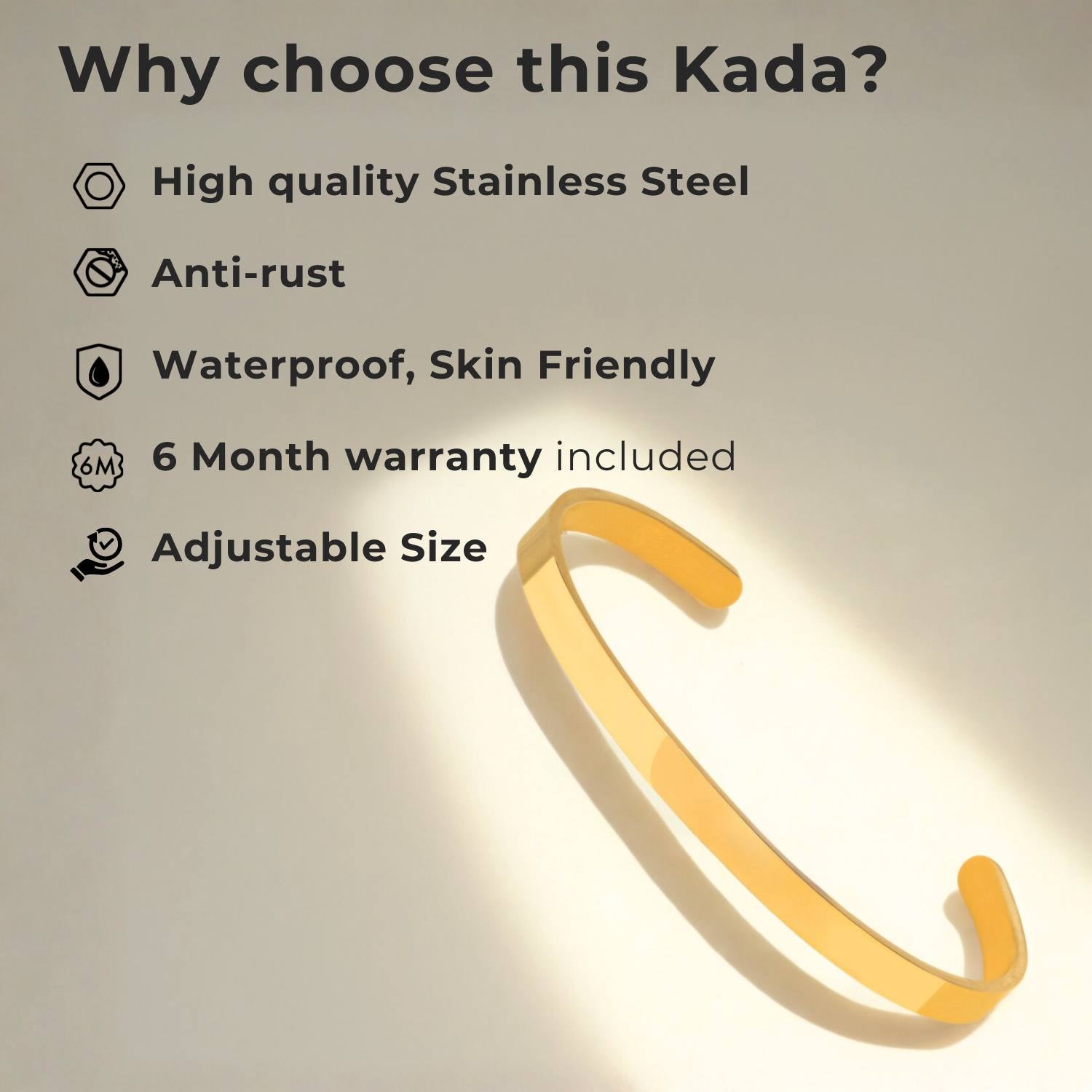 Ram Baan Gloss Cuff Adjustable Bracelet Gold