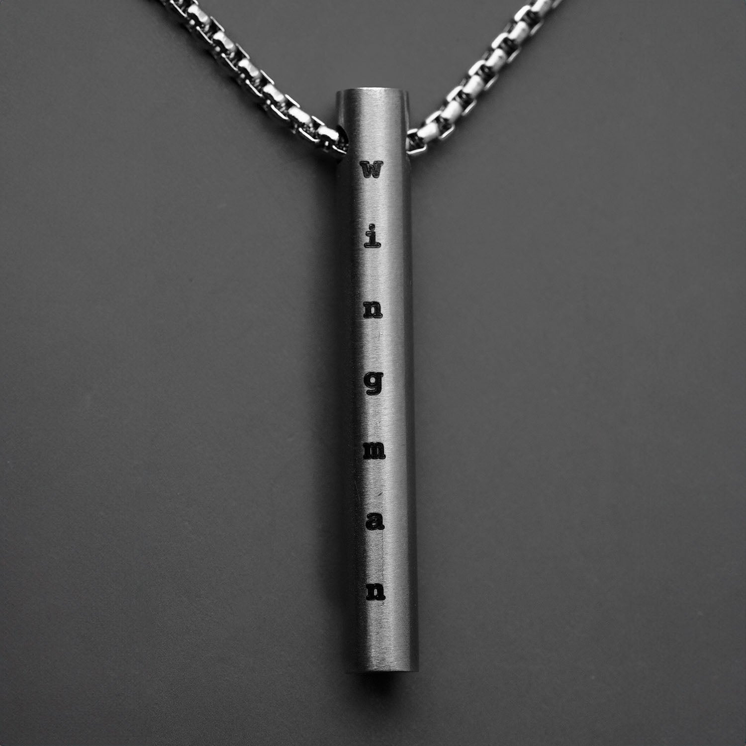 Wingman Silver Barrel Necklace