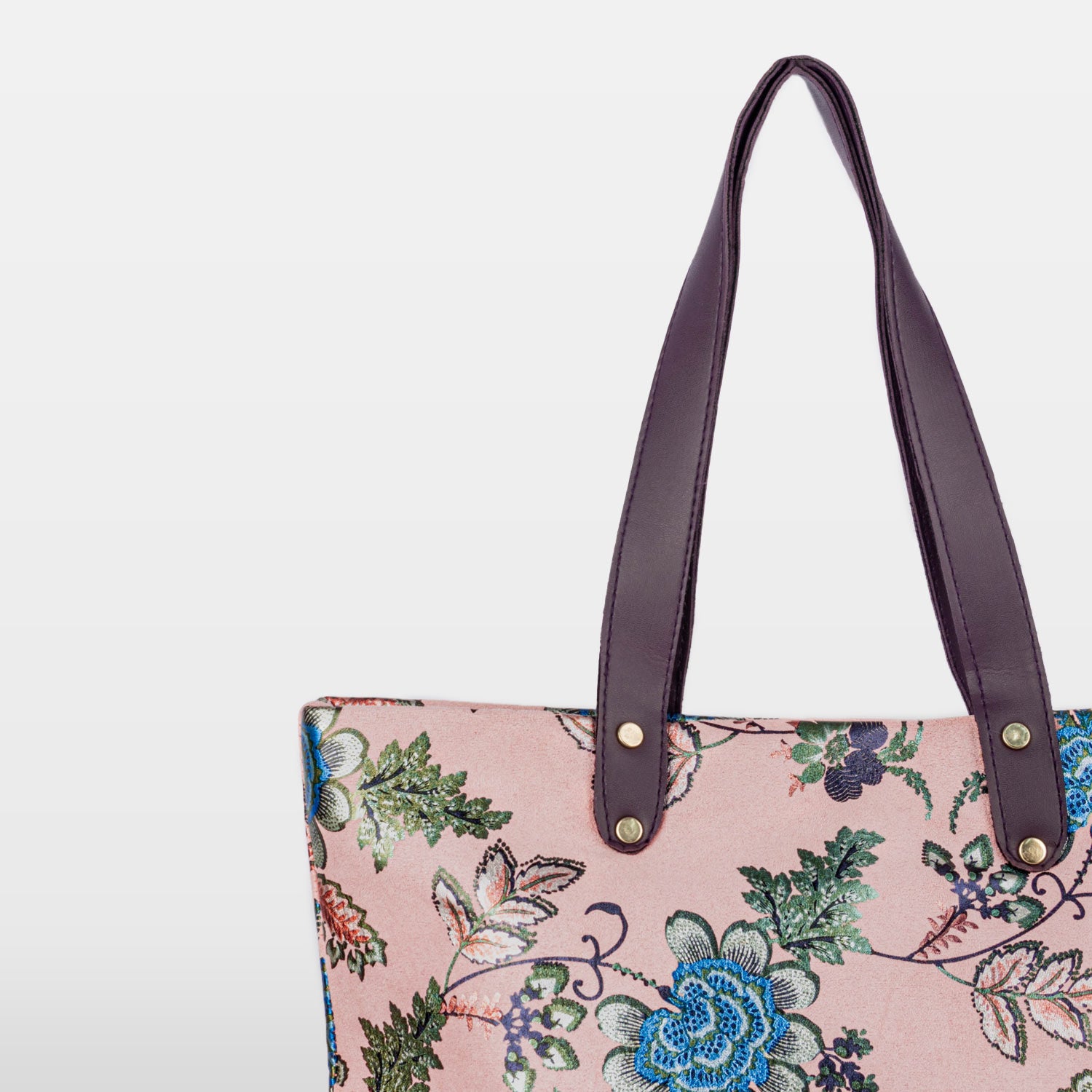 PINK FOIL PRINT SUEDE TOTE BAG