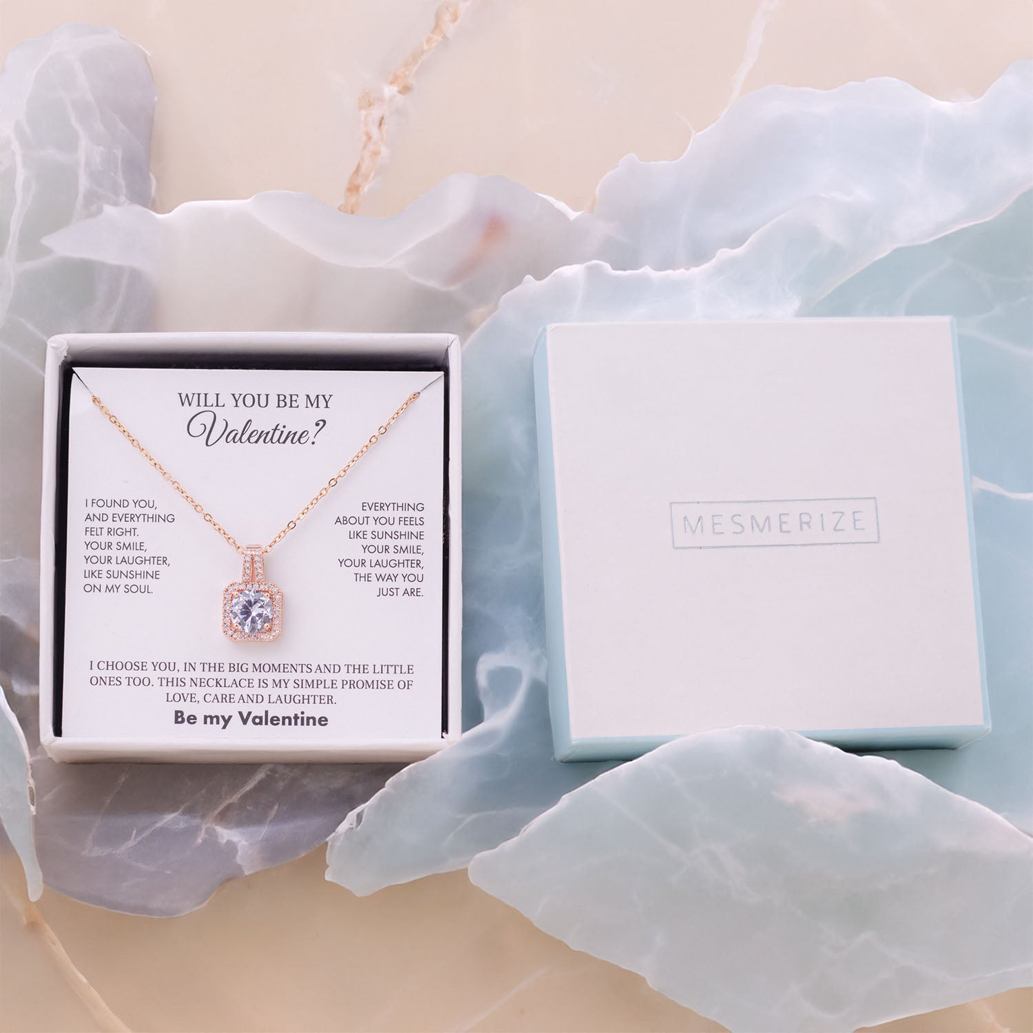 Radiant Diamond Necklace Rose Gold